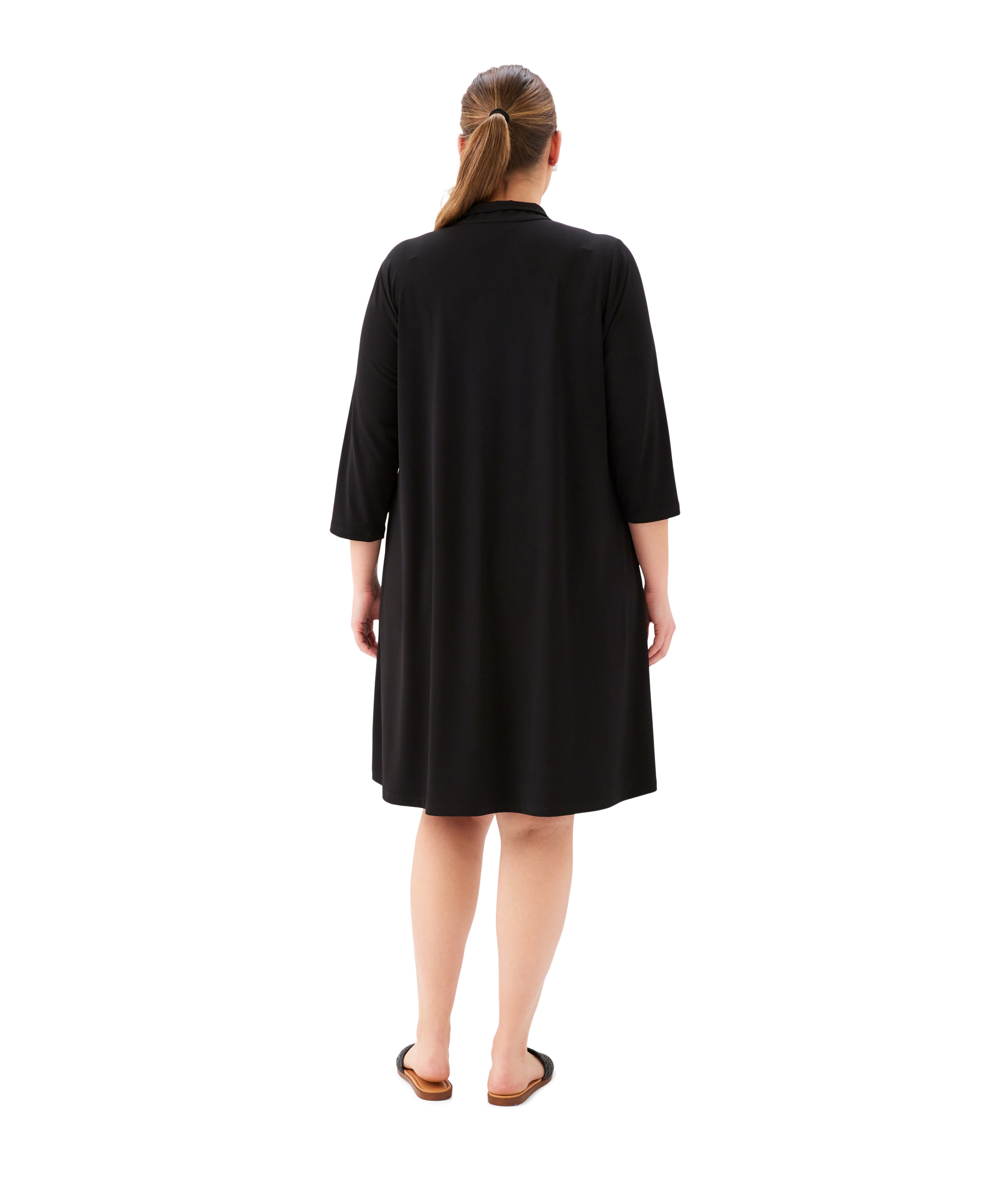 Plus Size 3/4 Sleeve Zip-Up Travel Jersey Dress – Karen Kane