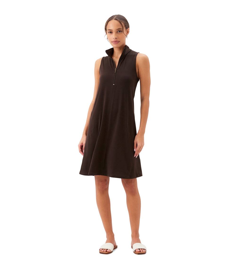 Sleeveless Zip-Up Travel Jersey Dress - Comfortable & Wrinkle