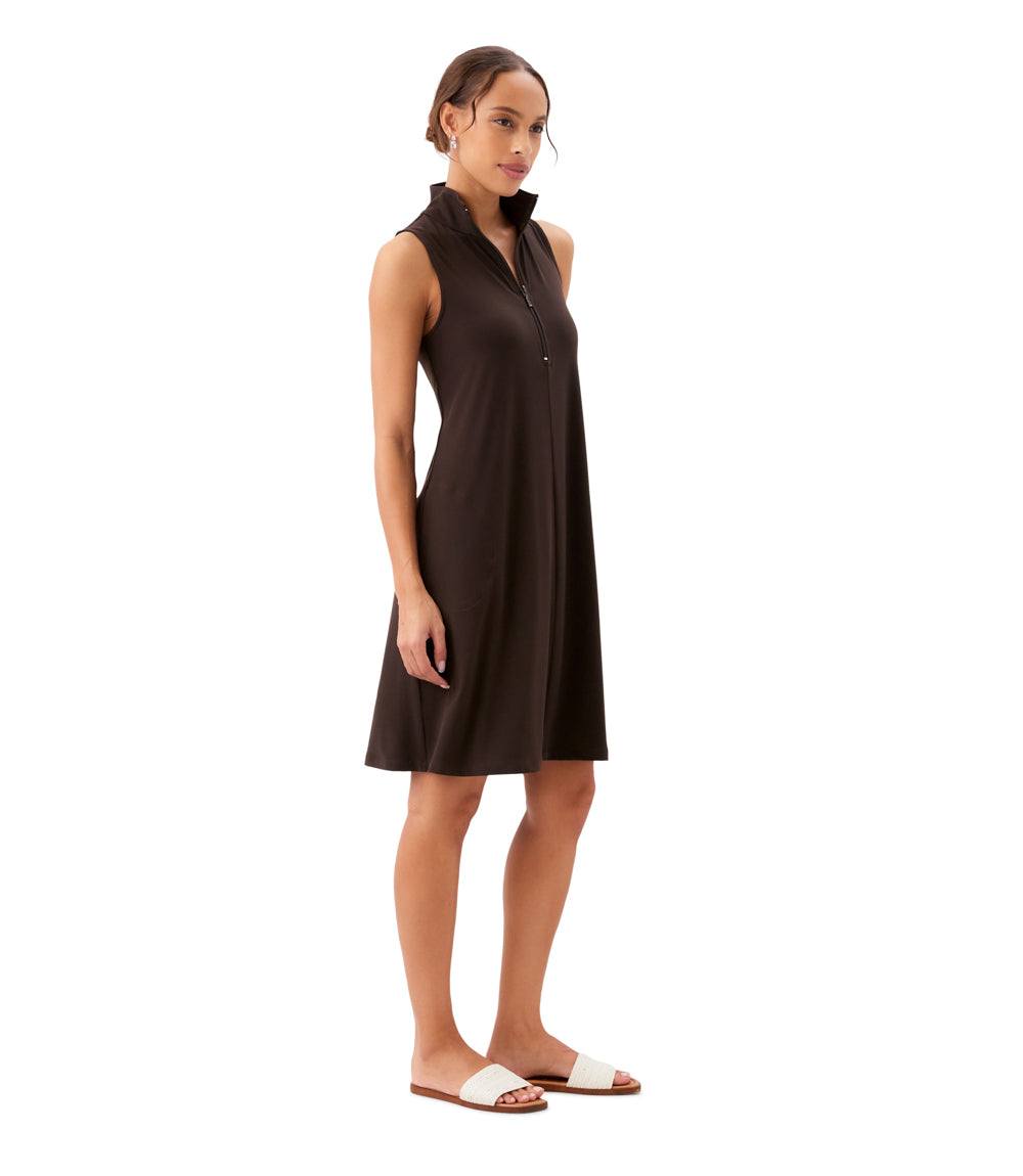 Sleeveless Zip-Up Travel Jersey Dress