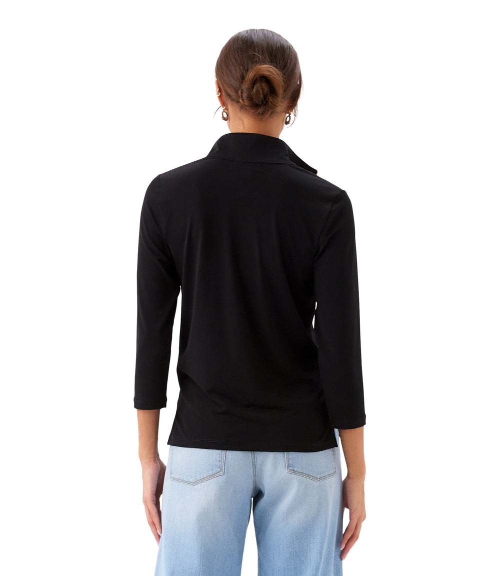 3/4 Sleeve Zip-Up Travel Jersey Top | Stylish & Versatile Women's