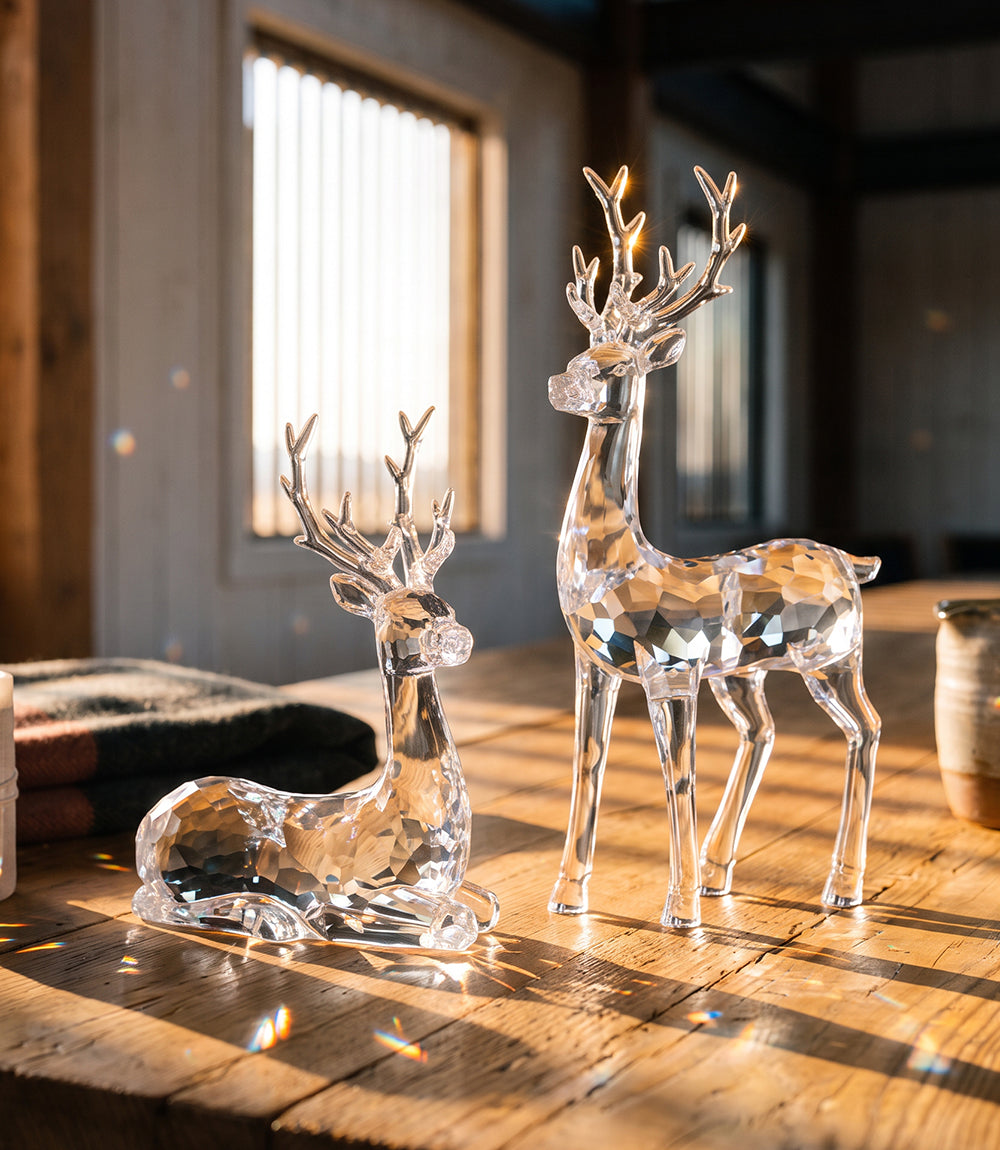 Acrylic Deer Sculptures, Set Of 2