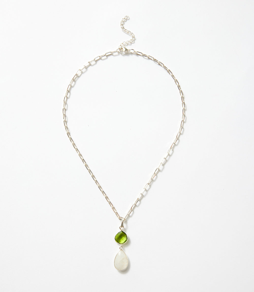 Moonstone And Peridot Pendant Necklace