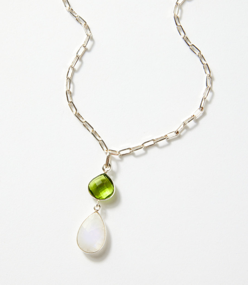Moonstone And Peridot Pendant Necklace