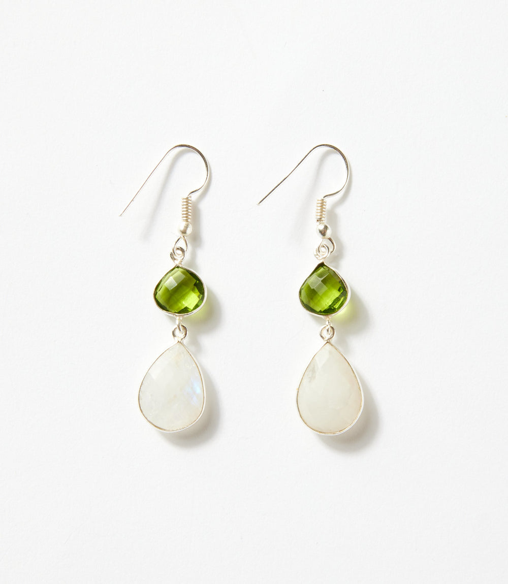 Peridot And Moonstone Earrings