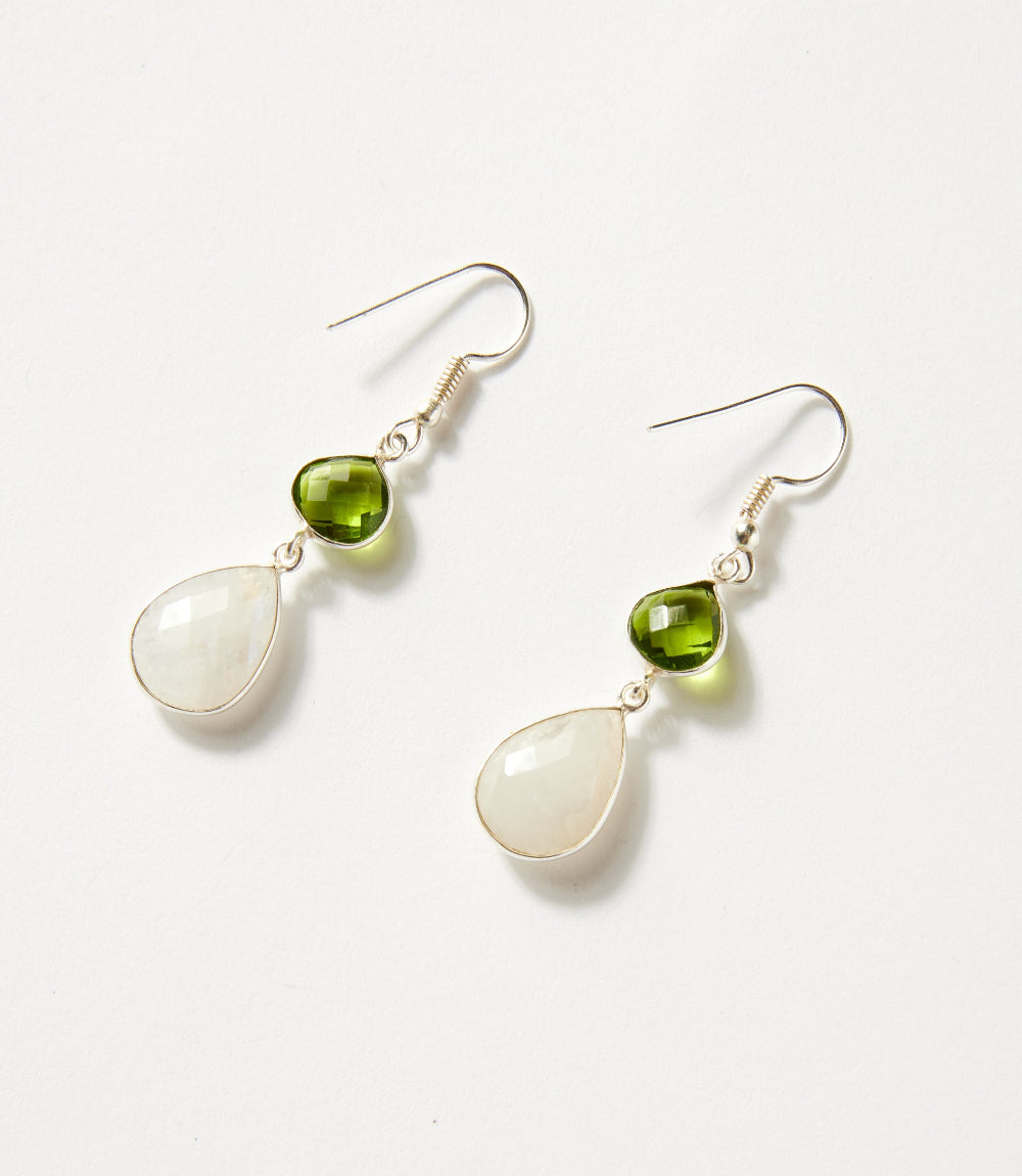 Peridot And Moonstone Earrings