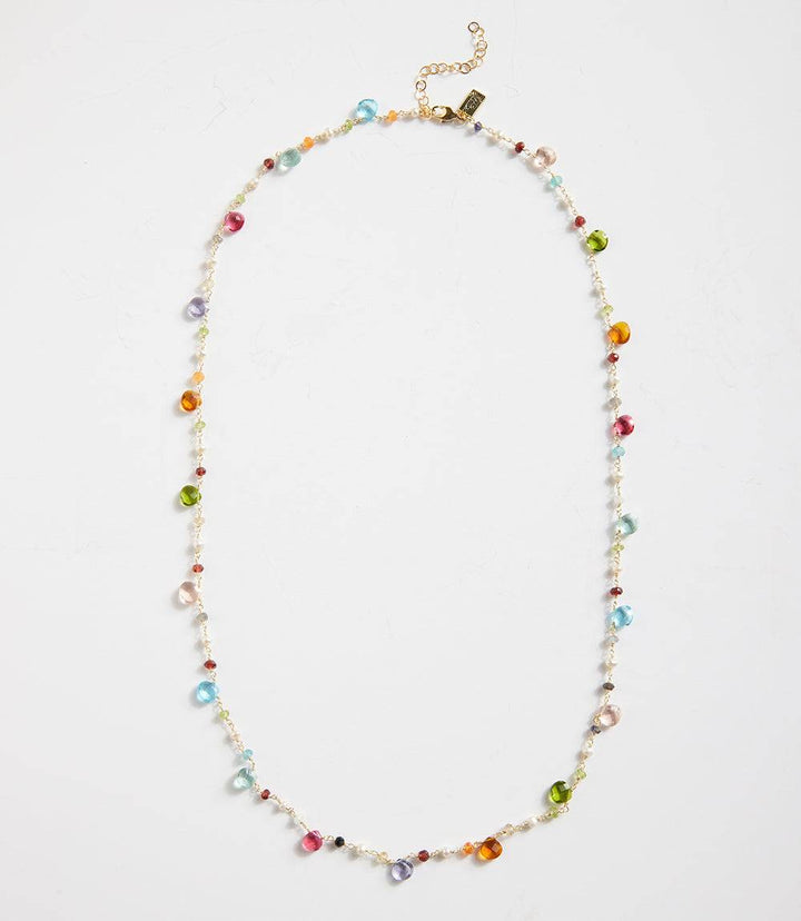Long Beaded Gemstone Necklace