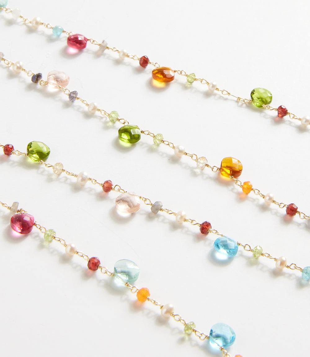 Long Beaded Gemstone Necklace