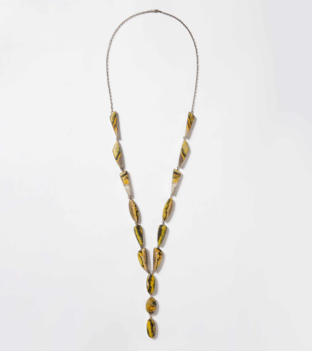 Bumblebee Jasper Lariat Necklace And Earring Set