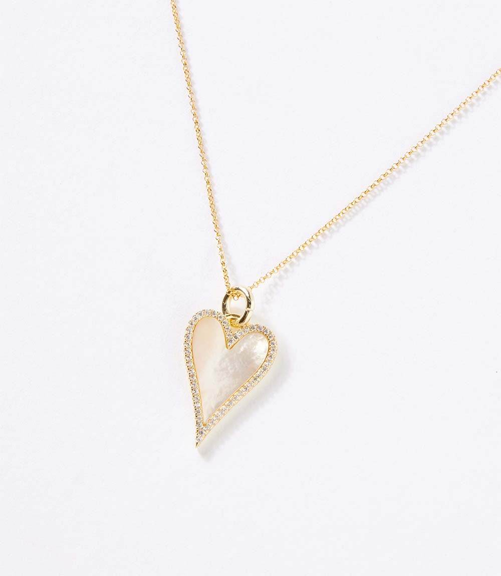 Pavé Mother Of Pearl Heart Necklace