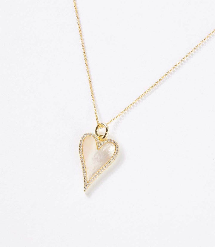 Pavé Mother Of Pearl Heart Necklace