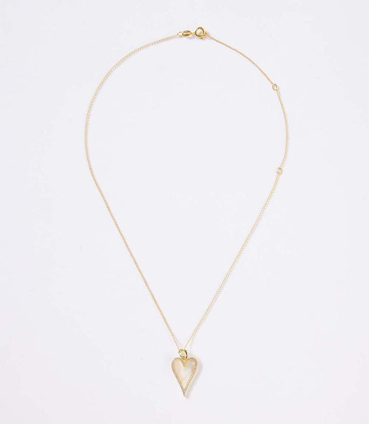 Pavé Mother Of Pearl Heart Necklace