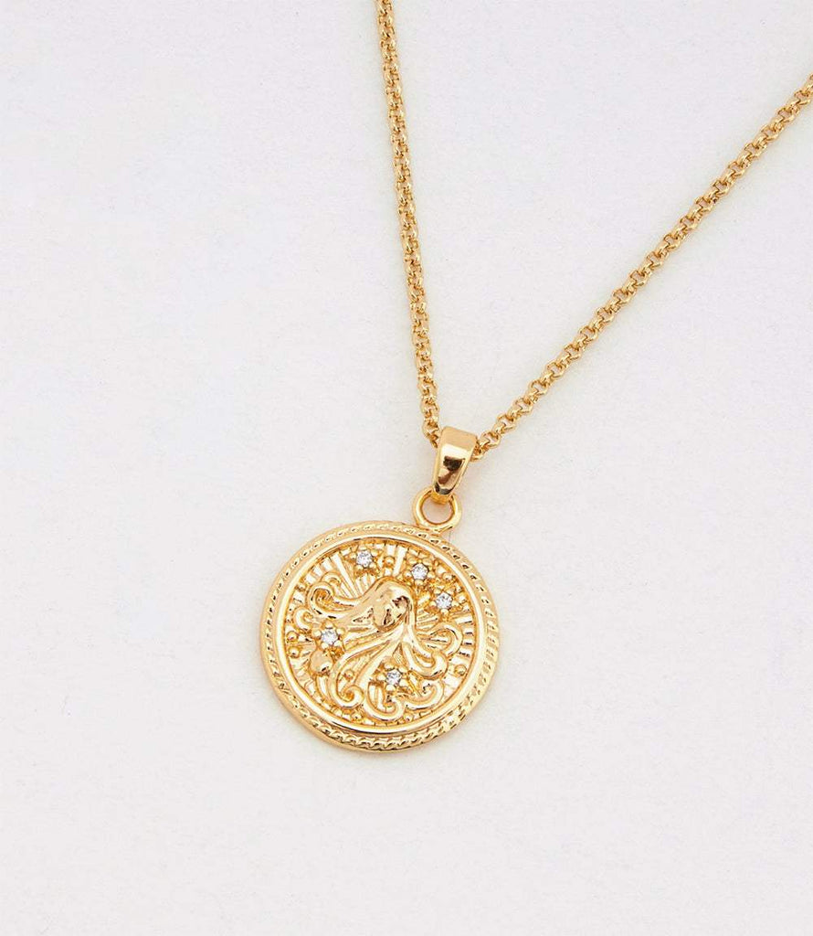 ミュージシャン GOD ONLY KNOWS COIN NECKLACE Virgo Coin Necklace - Elegant 18K Gold Zodiac Jewelry – Karen Kane