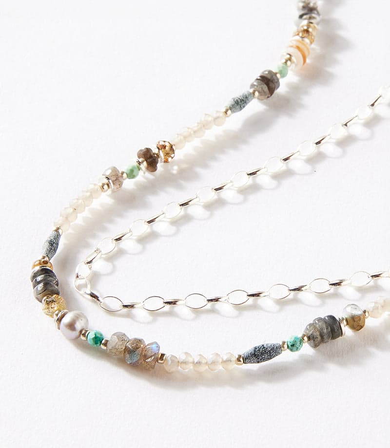 Abalone and Pearl Multistrand Necklace