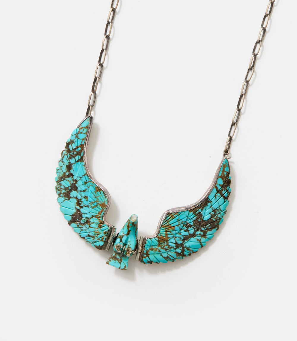 Vintage Carved Eagle Turquoise Necklace