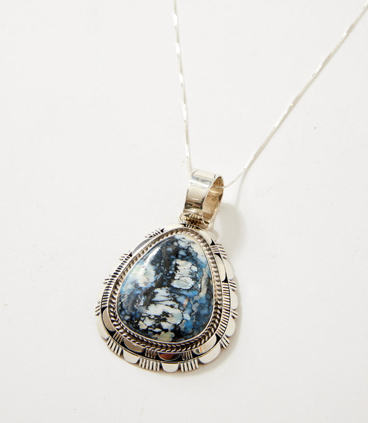 Natural Wild Blue Sterling Silver Pendant Necklace