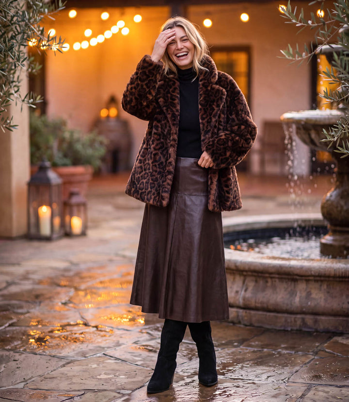 Faux Leather Midi Skirt
