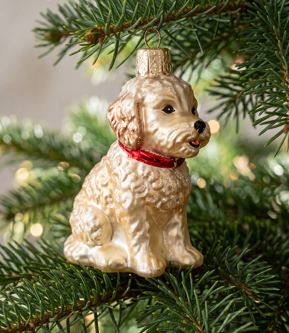 Cockapoo Puppy Glass Ornament