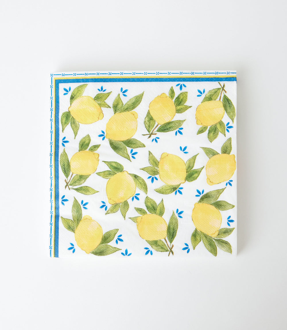Lemon Pattern Paper Dinner Napkins, Pack Of 20