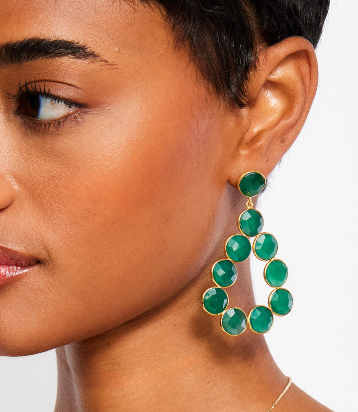 Gemstone Bezel Drop Earrings
