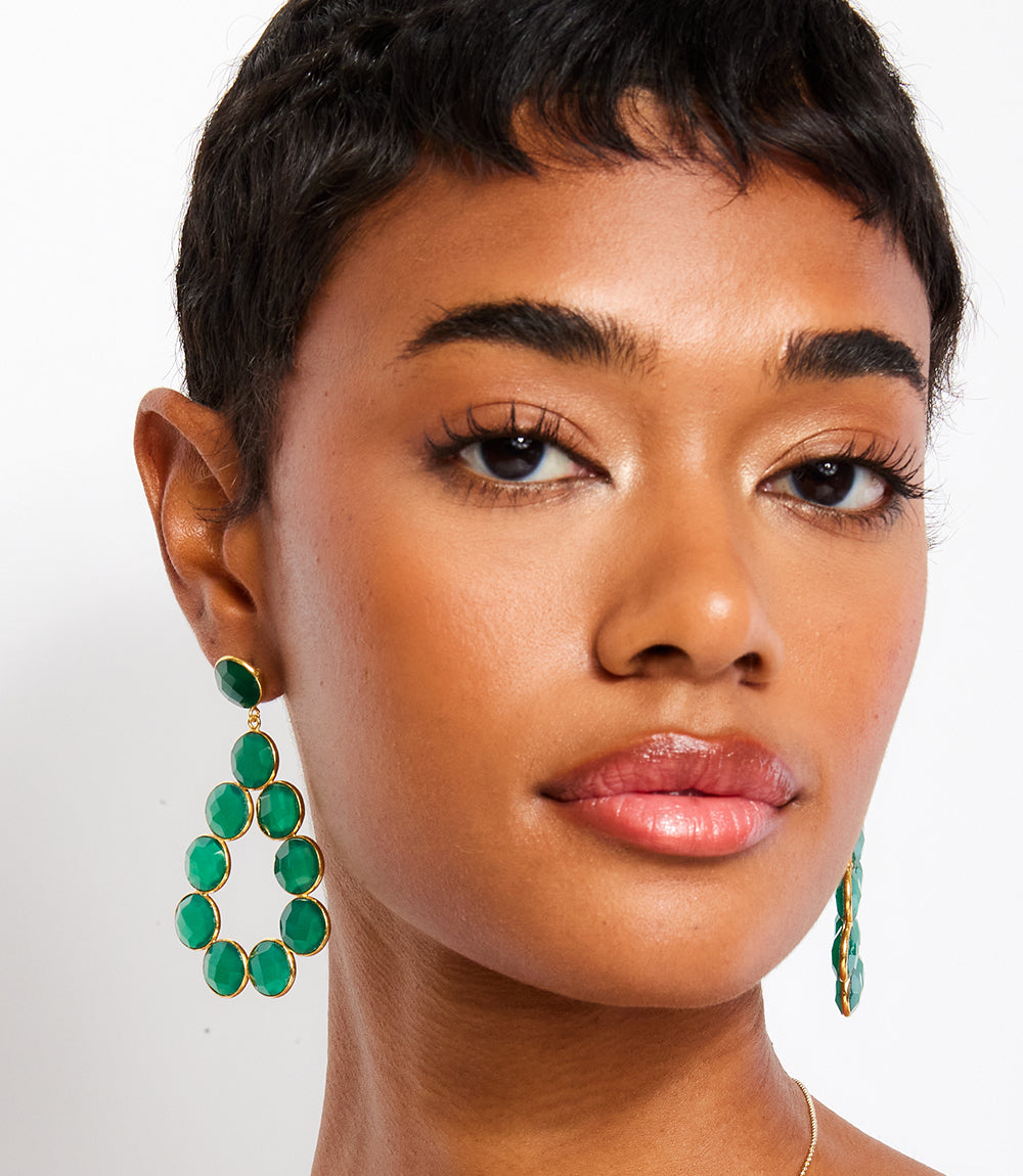 Gemstone Bezel Drop Earrings