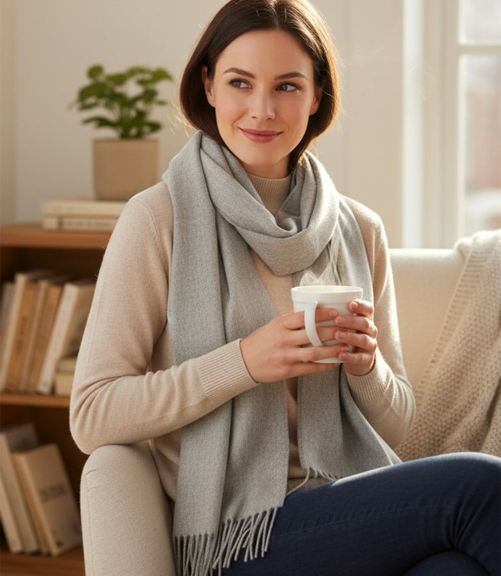 Merino Wool Fringed Scarf