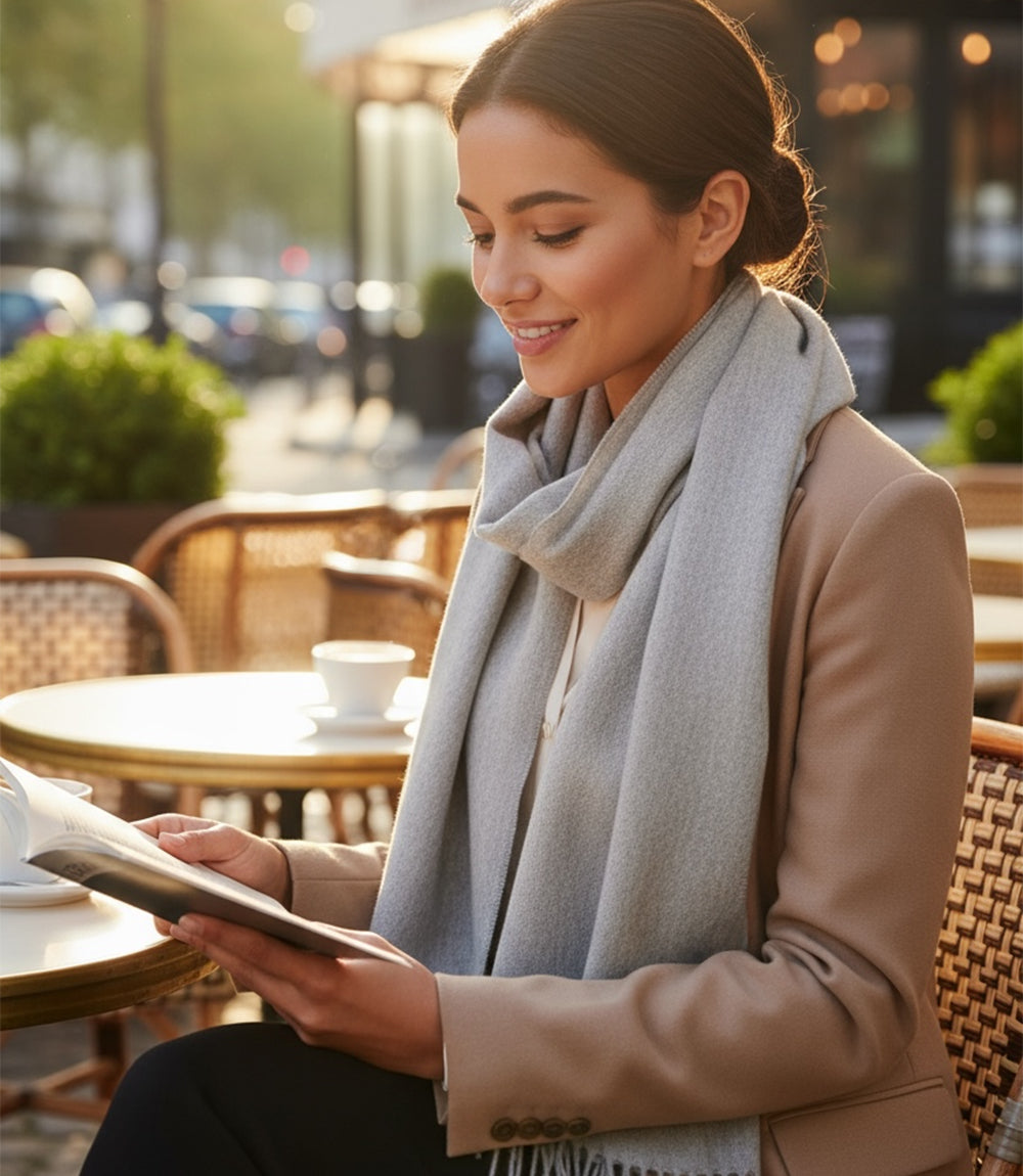 Merino Wool Fringed Scarf