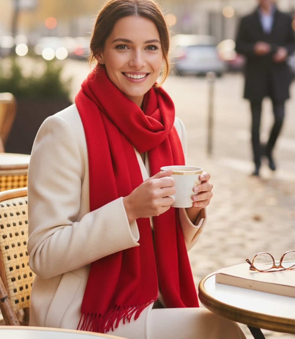 Merino Wool Fringed Scarf