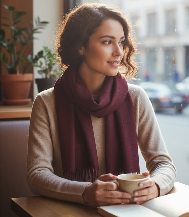 Merino Wool Fringed Scarf