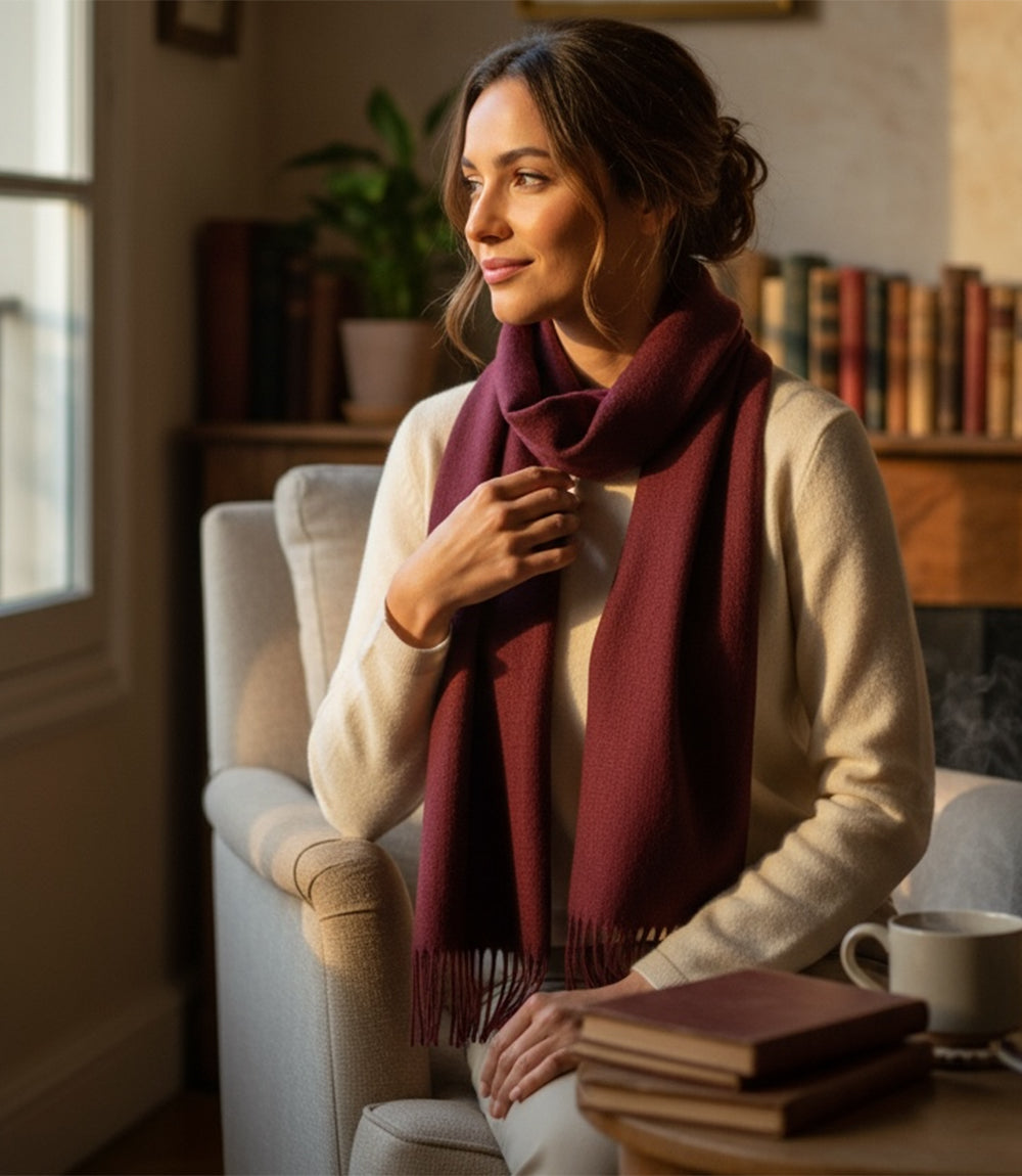 Merino Wool Fringed Scarf