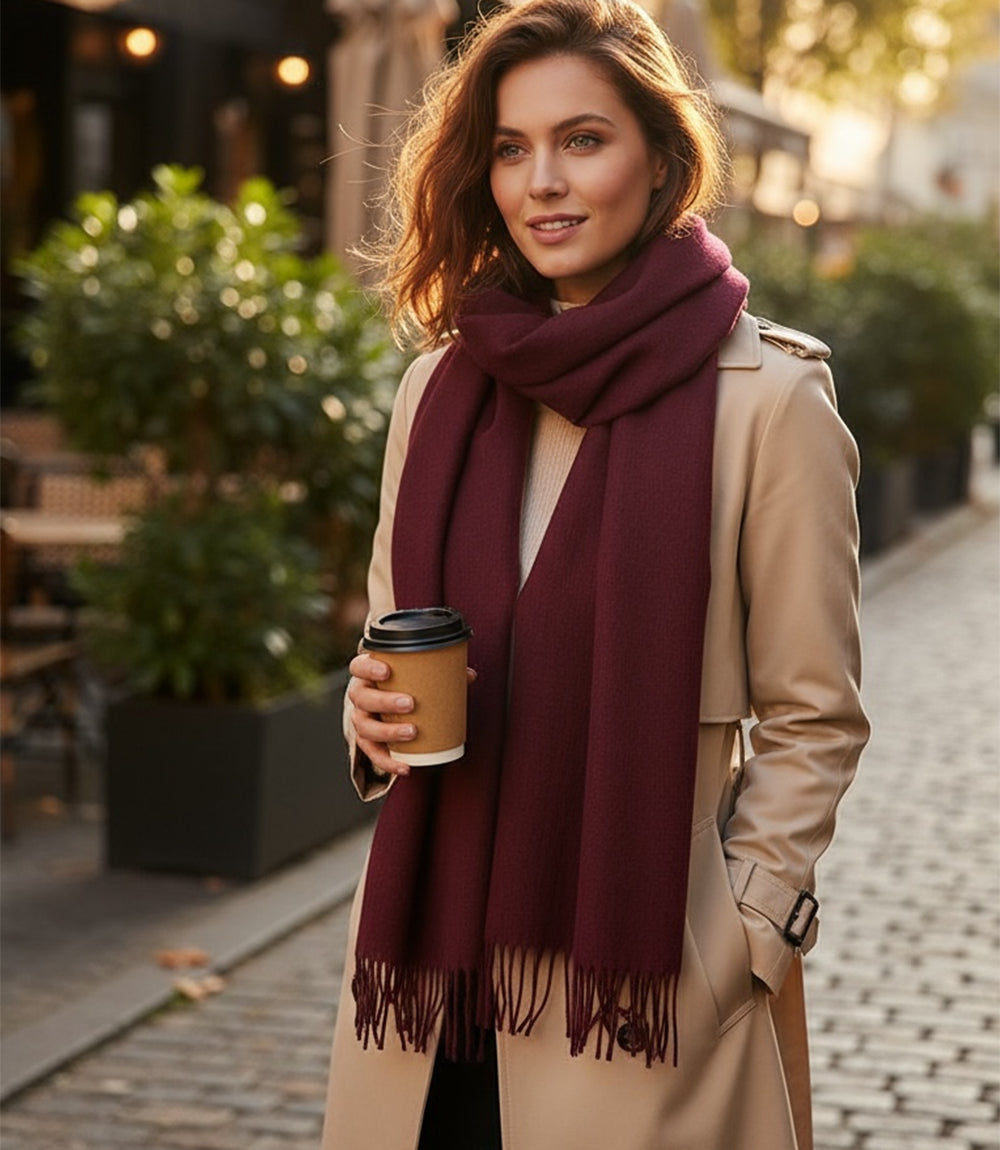 Merino Wool Fringed Scarf