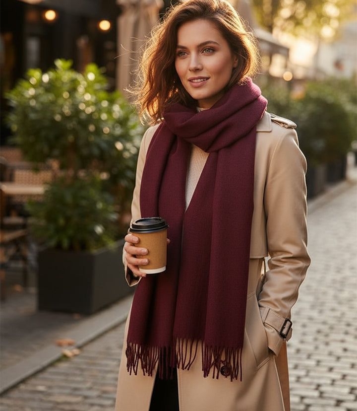 Merino Wool Fringed Scarf