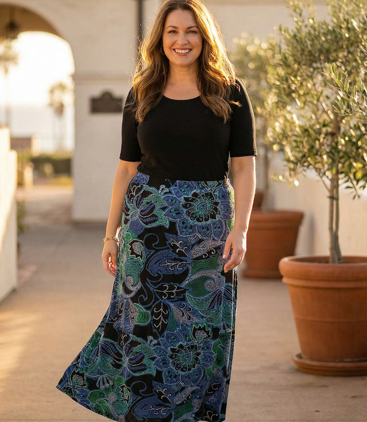 Plus Size Side-Slit Midi Skirt