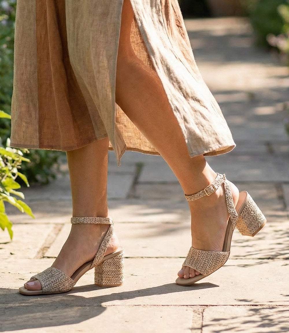 Simple Pleasures Raffia Heel Sandals