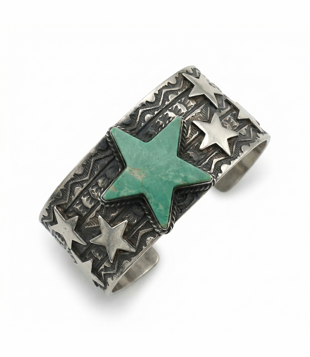 Sterling Silver Turquoise Star Cuff Bracelet