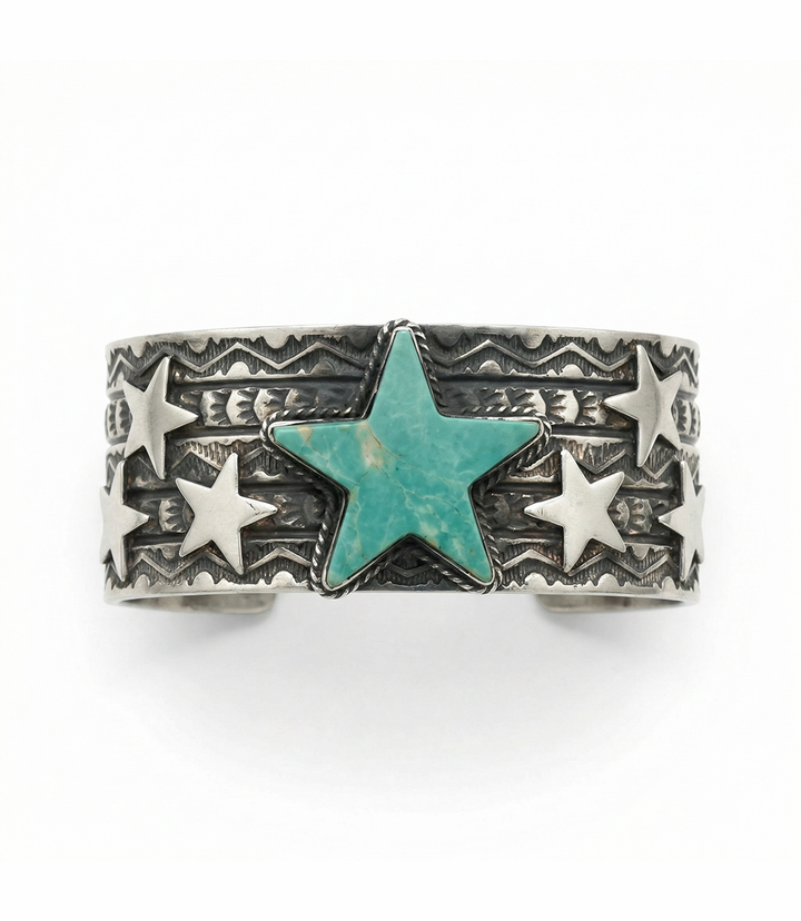 Sterling Silver Turquoise Star Cuff Bracelet
