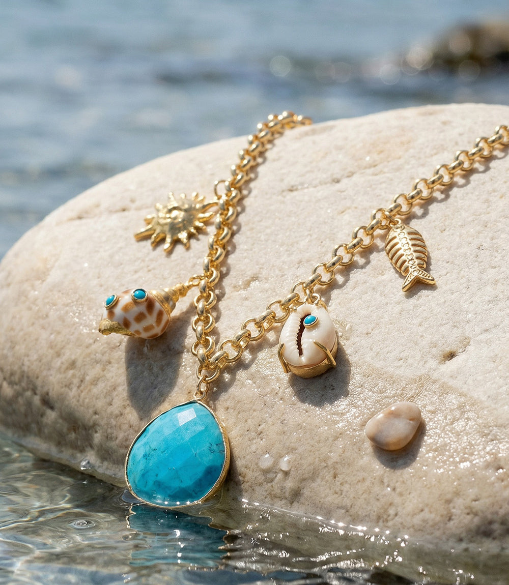 Turquoise Sea Charm Necklace