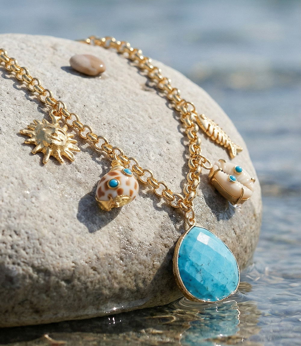 Turquoise Sea Charm Necklace