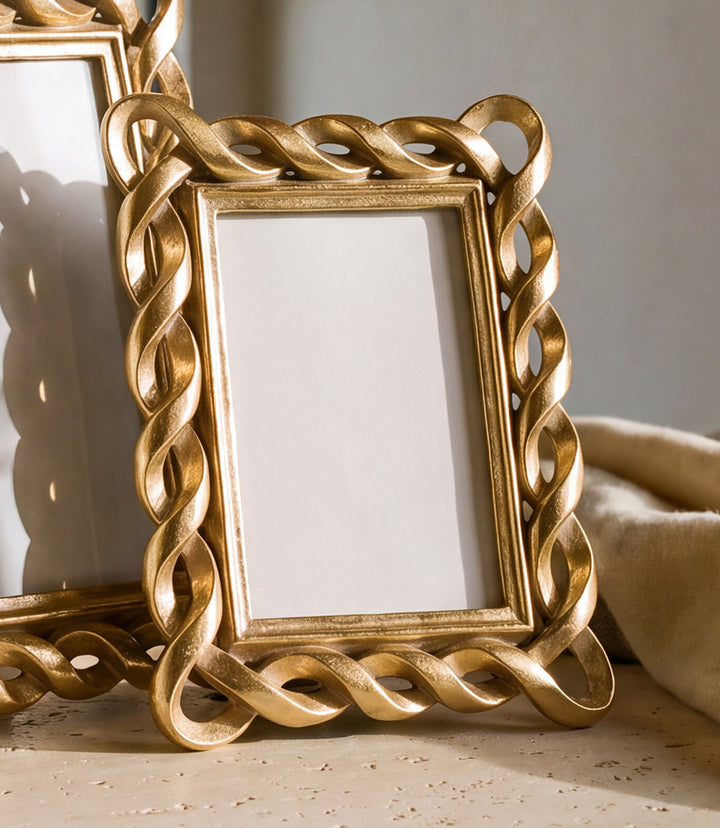 Gold Ribbon Picture Frame