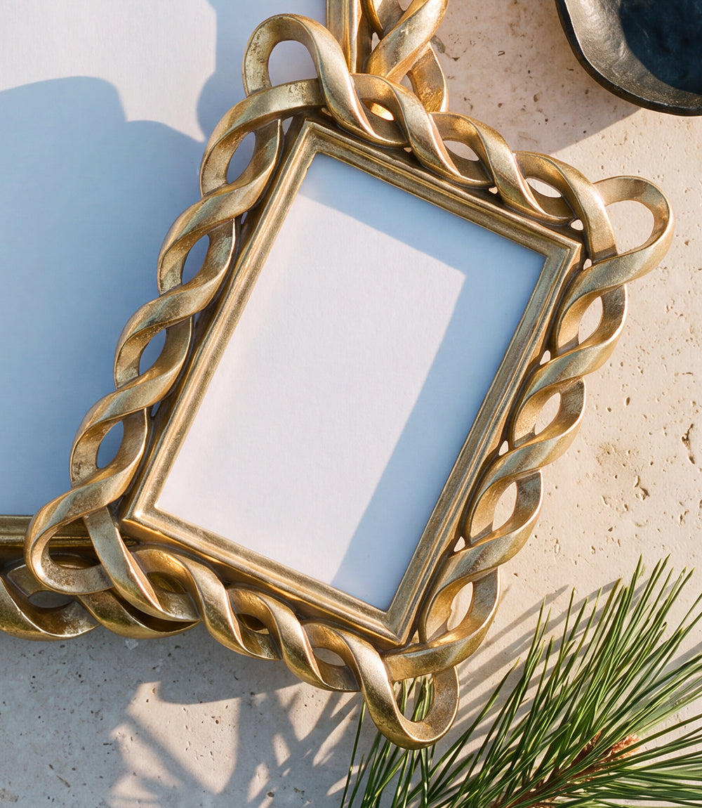 Gold Ribbon Picture Frame