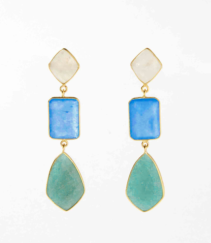 Mixed Triple Gemstone Earrings