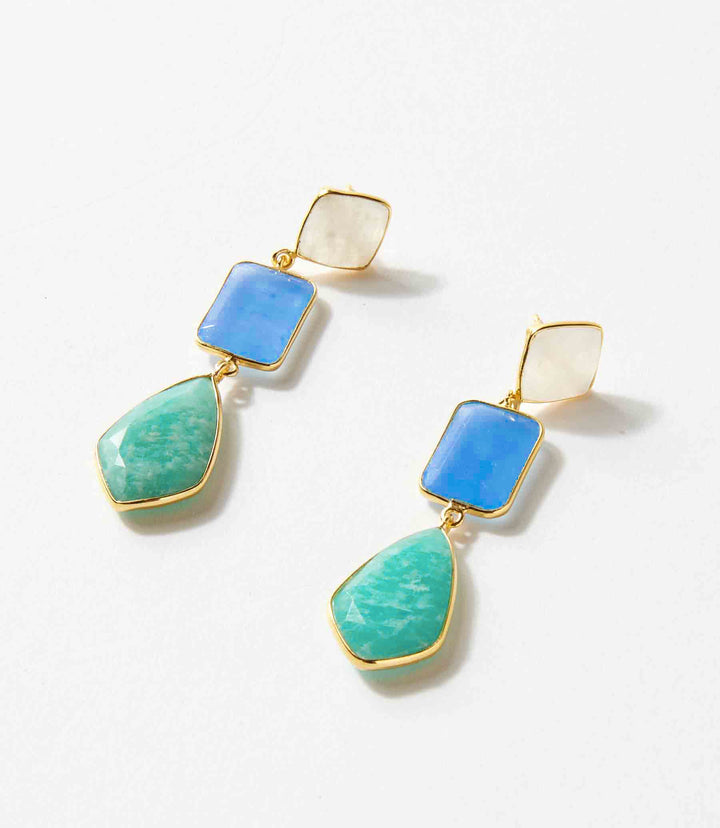 Mixed Triple Gemstone Earrings
