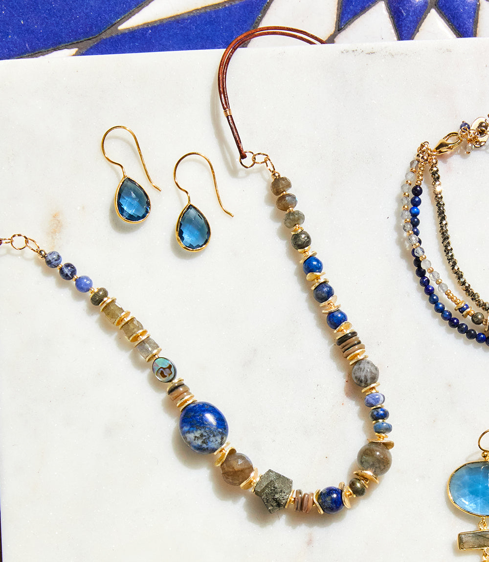 Blue Blue Moon Shell And Gemstone Necklace | Karen Kane