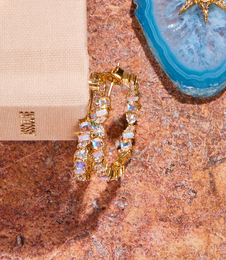 Multi Gemstone Hoop Earrings