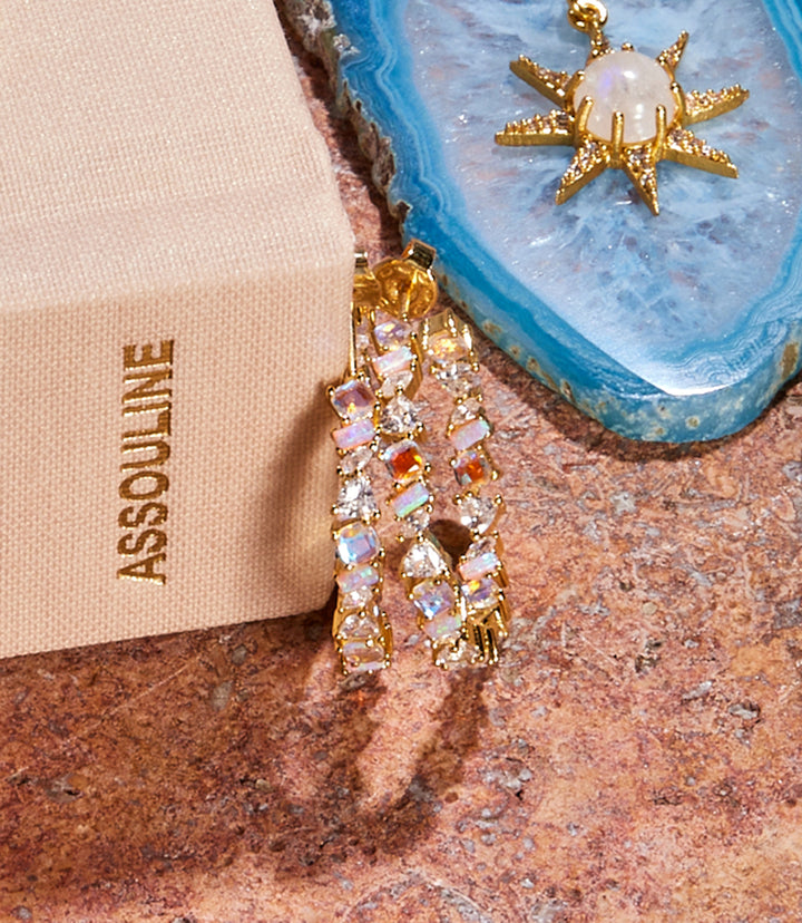 Multi Gemstone Hoop Earrings