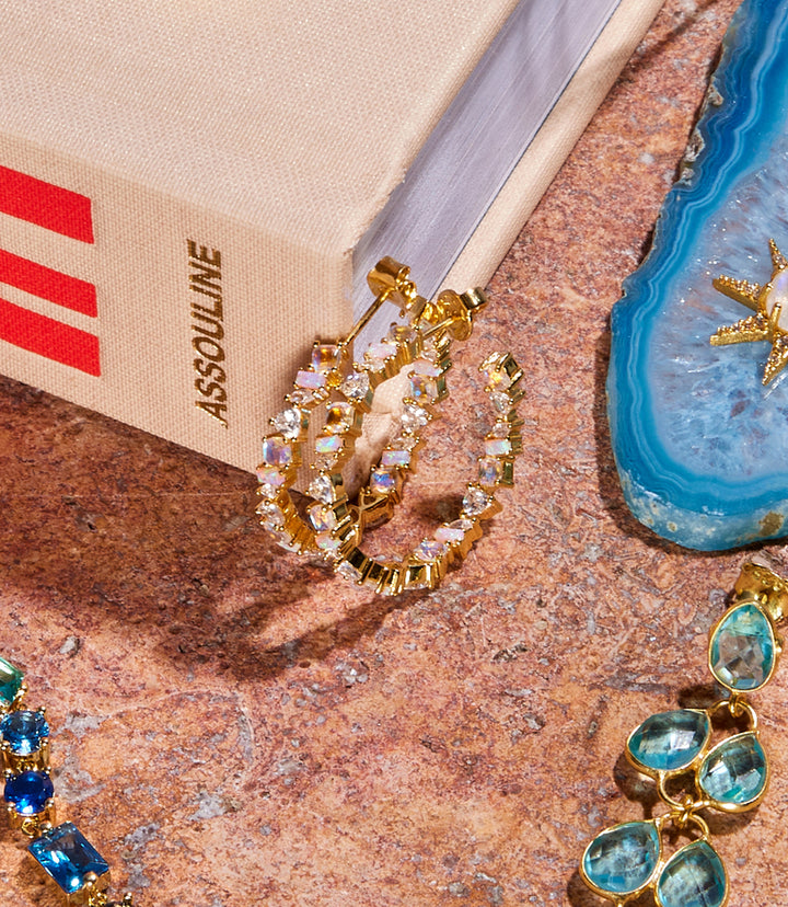 Multi Gemstone Hoop Earrings