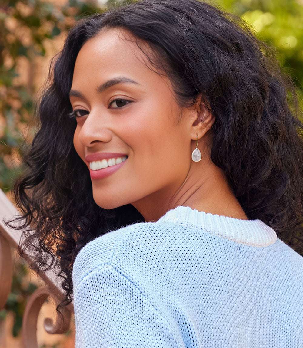 Faceted Aquamarine Teardrop Earrings