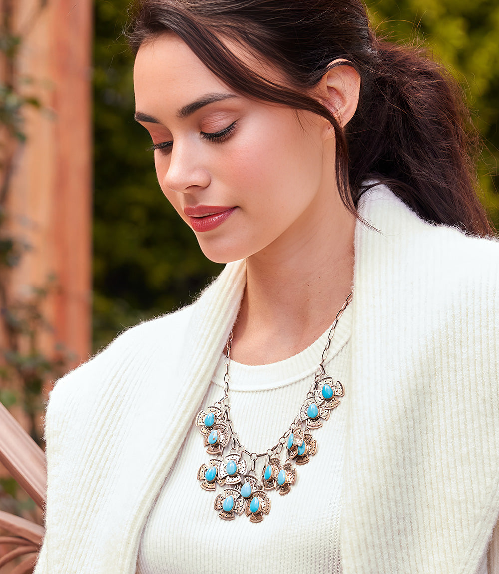 Bohemian Turquoise Dangle Necklace