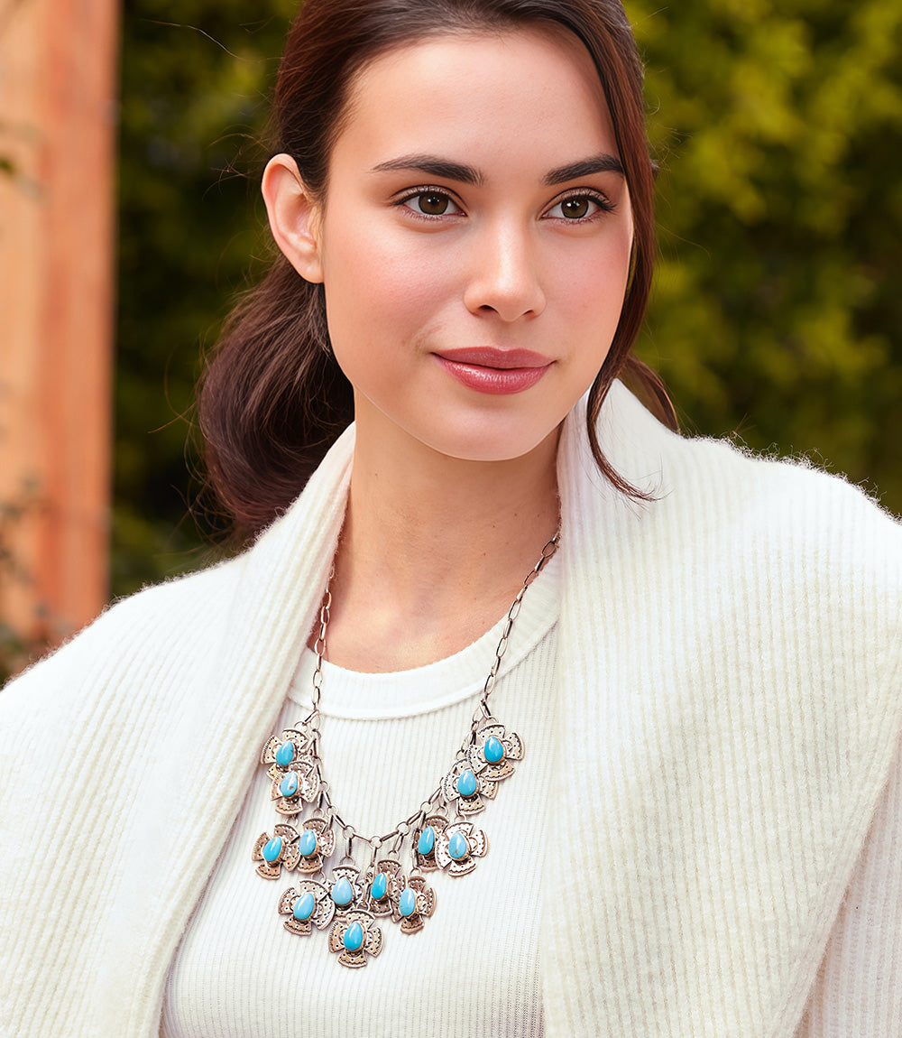 Bohemian Turquoise Dangle Necklace