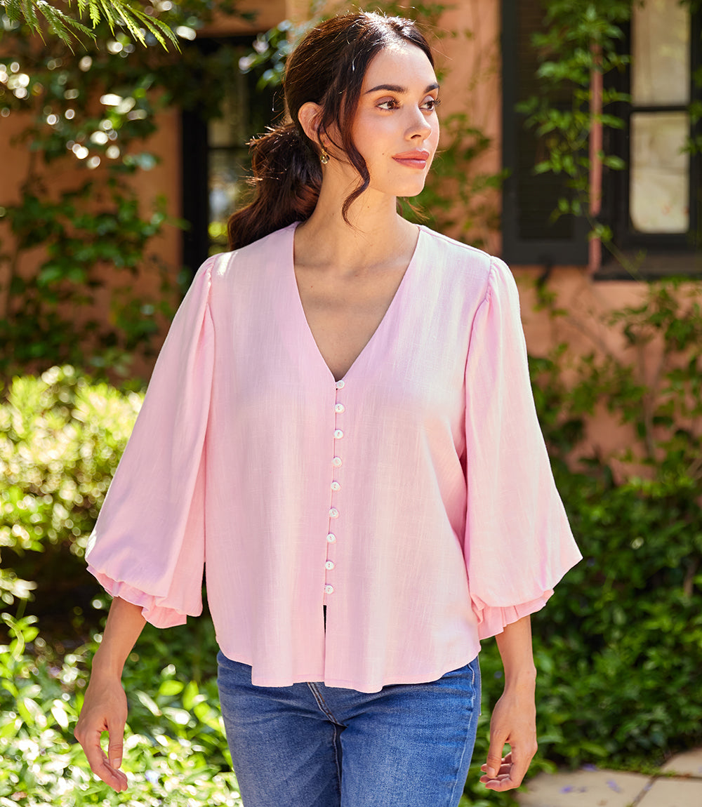 Layered Sleeve Shirred Blouse