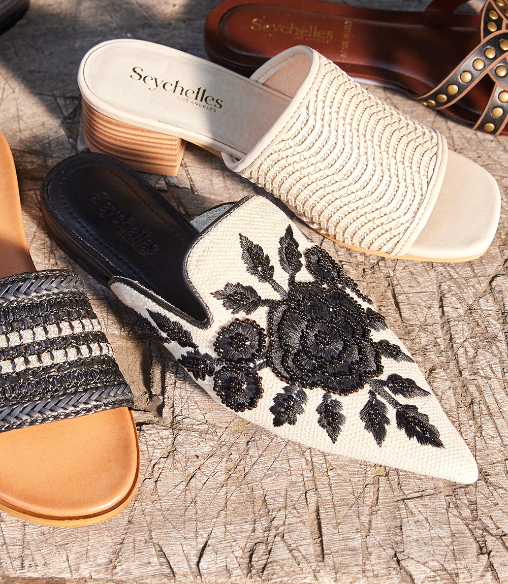 Seychelles Around The World Embroidered Mules